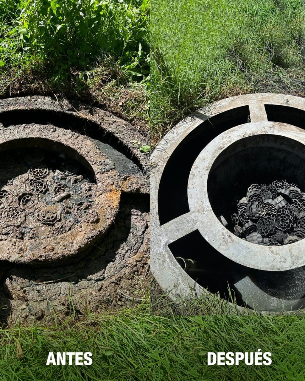 Antes y después - mantenimiento pozo séptico