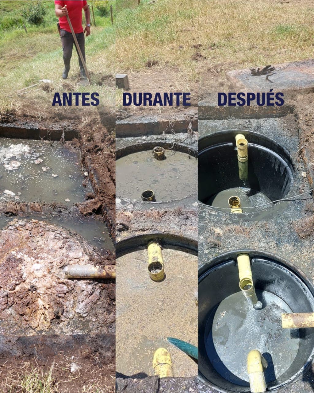 Antes y después - pozo séptico doméstico