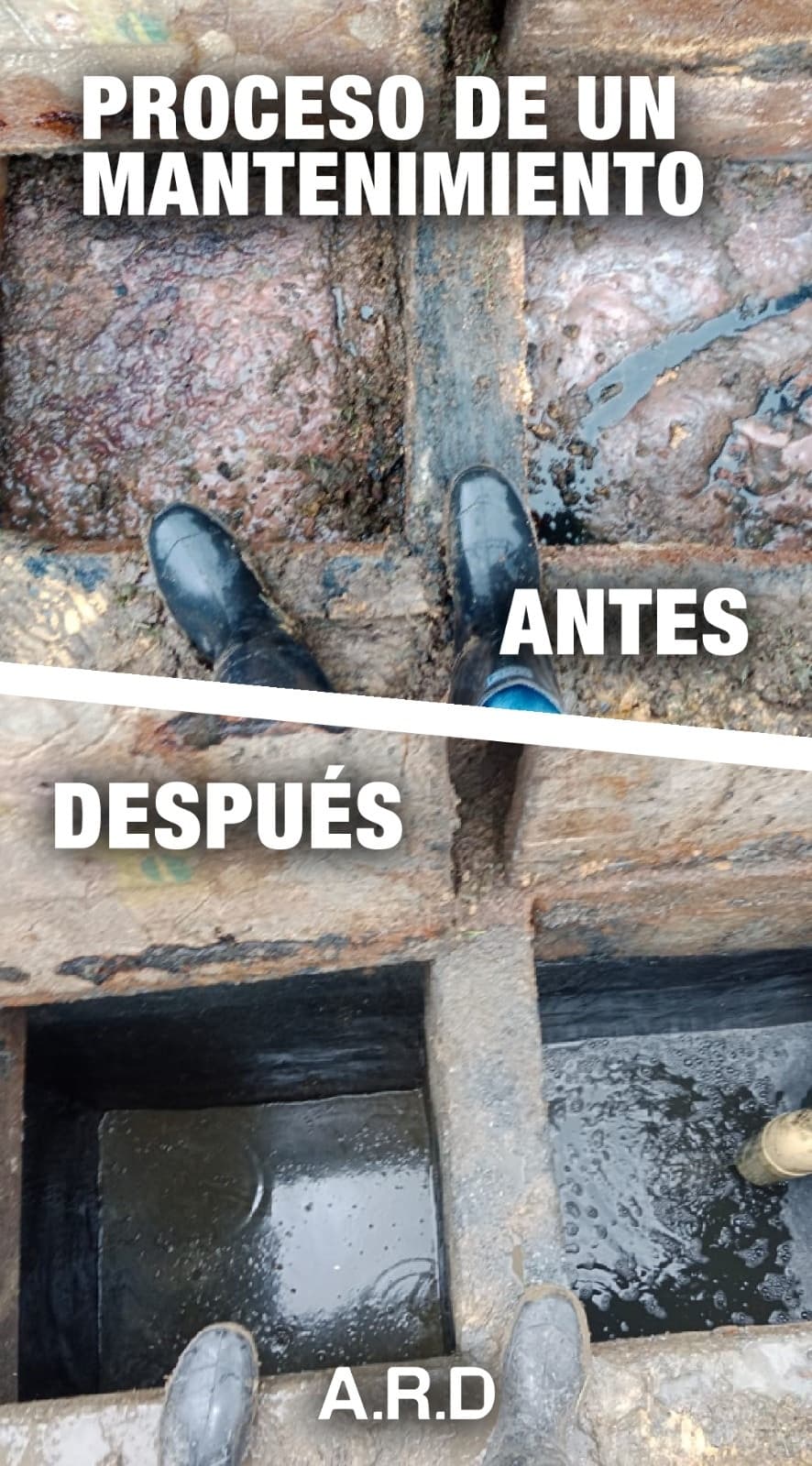Antes y después - pozo séptico doméstico